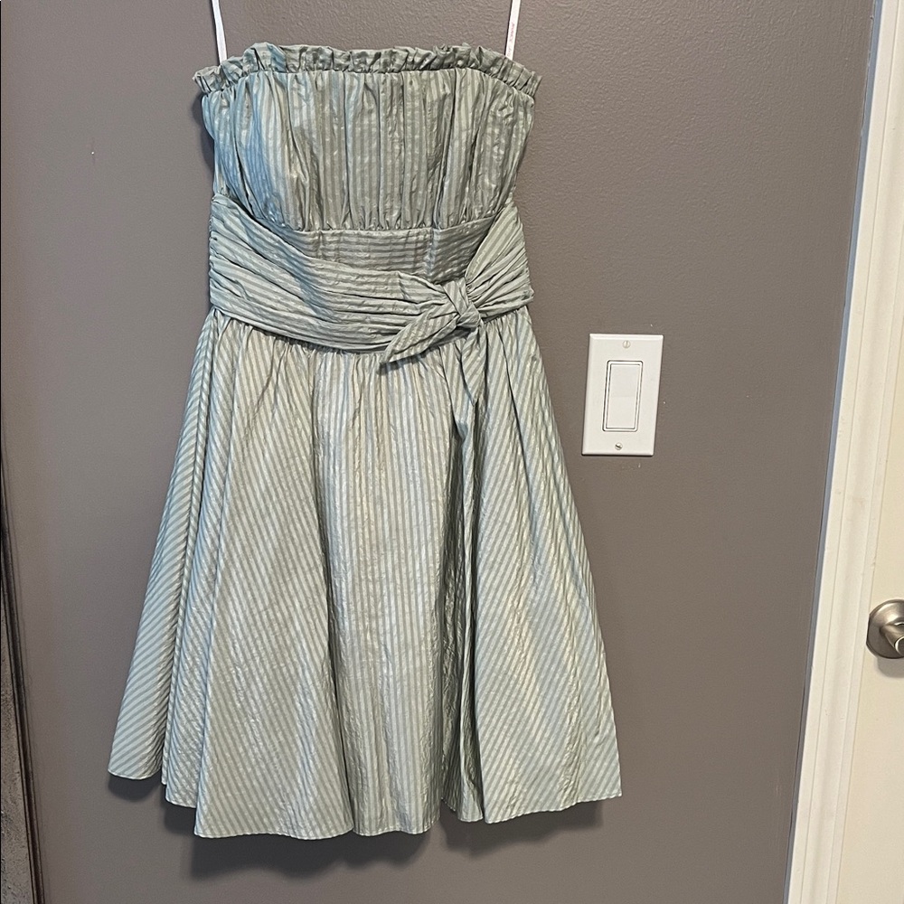 Betsey Johnson Strapless Light Blue Striped Dress